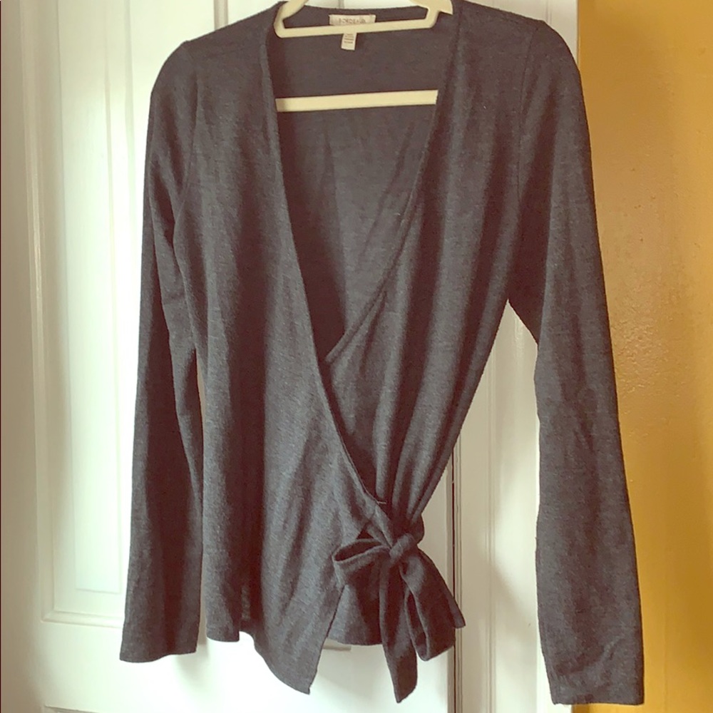 Bordeaux Anthropologie Grey Cross Over Sweater
